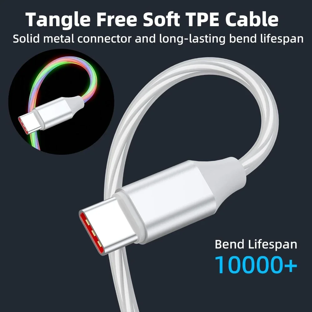Kabel Flow Luminous 3A 60W USB C do Type C do iPhone 15 Pro Max, szybkie ładowanie PD, kabel do transmisji danych dla Xiaomi, Redmi, OPPO, 1m 2m — zdjęcie 4