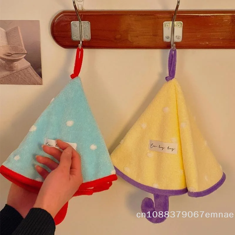 

[ZYAS]Umbrella-Shaped Hand Towel Cute Absorbent Quick-Drying Coral Fleece Kitchen Handkerchief for Bathroom And Kitchen
