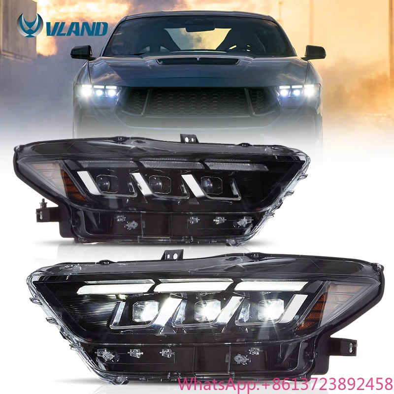 

VLAND Factory Wholesale 6 LENS Style Headlights Car HeadLight Assembly 2015 2016 202017 Head Lamp for Ford Mustang