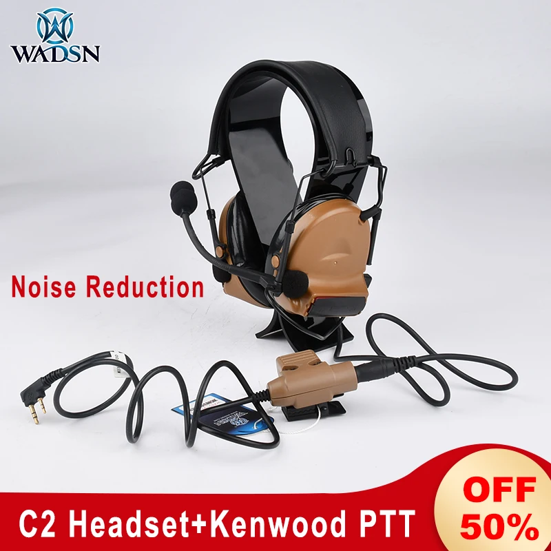 Wadsn Tactical Comtac II Microphone Headset With kenwood U94 PTT For Baofeng Radio Softair C2 Pickup Noise Reduction Headphone