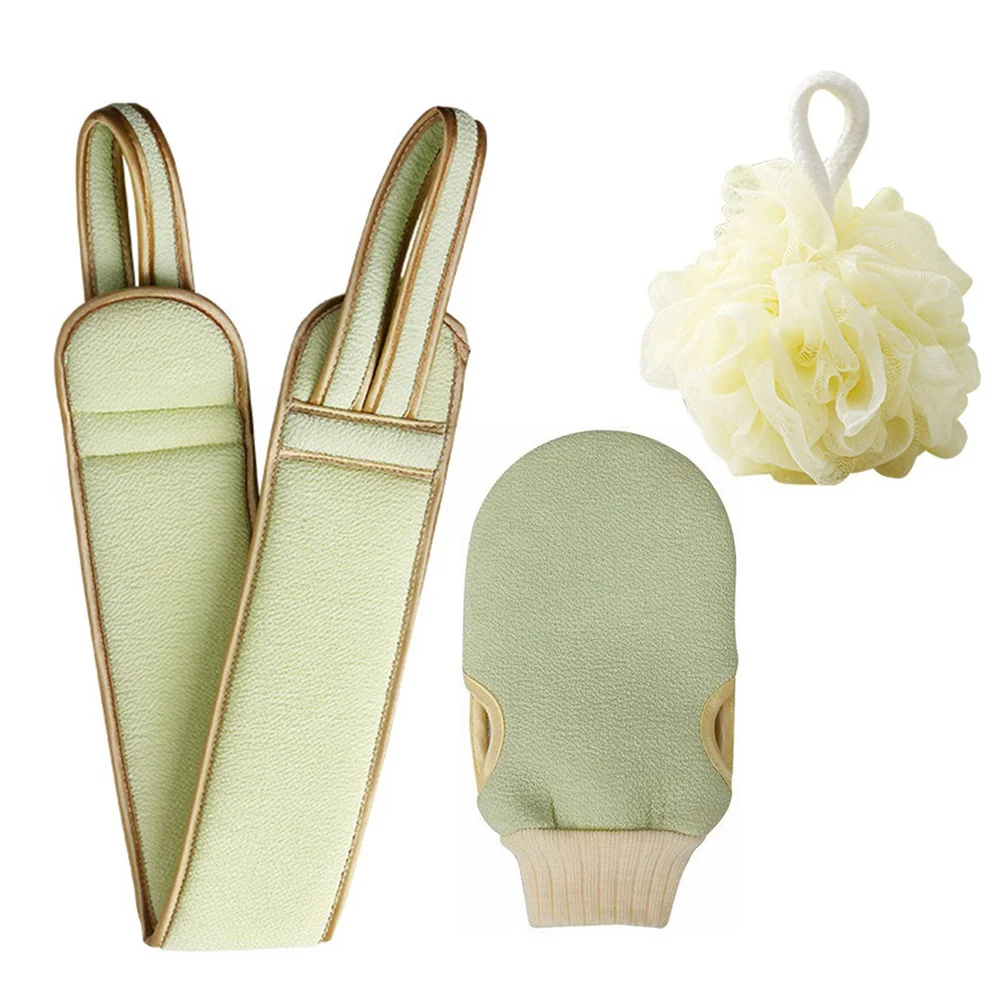 1 مجموعة حمام فرك الظهر منشفة عدة الضوء الأخضر سماكة حزام طويل دش الغسيل مجموعة للتنظيف العميق الجسم تقشير كرة استحمام #2