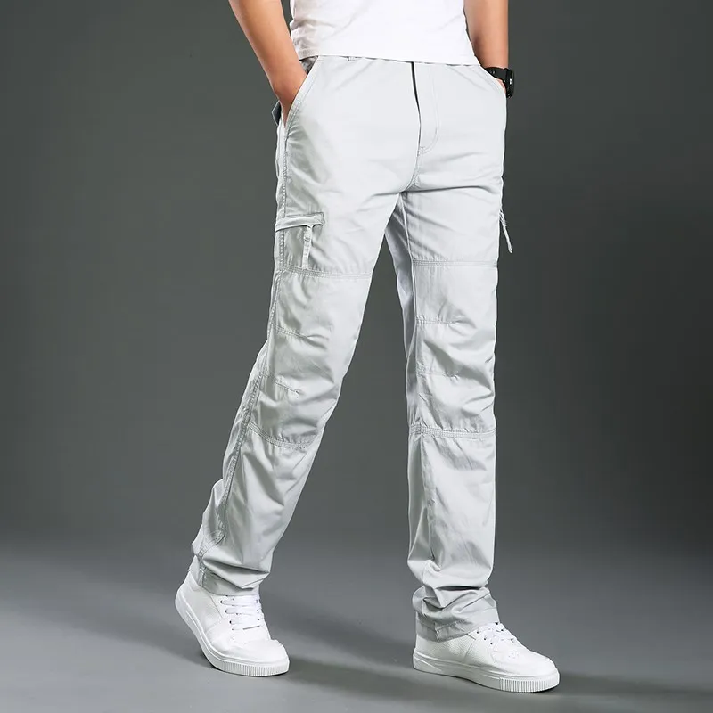 

Spring Summer New Men's Outdoor Multi-ket Straight Leg Work Trousers Casual Loose Comfortable Sports Pants Thin Pants