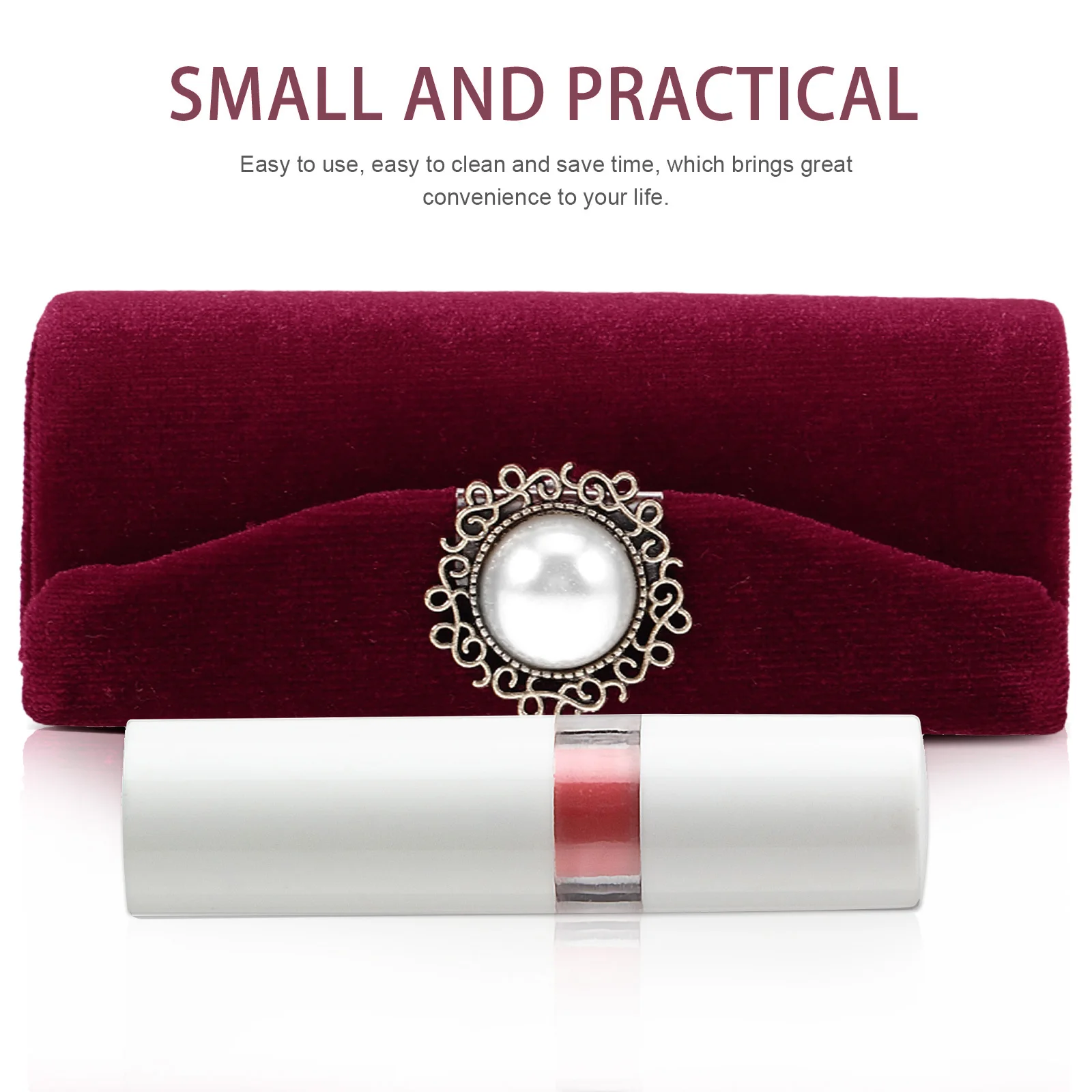 علبة أحمر شفاه واحدة محمولة مع مرآة للسفر وحامل أحمر الشفاه ومنظم بلسم الشفاه ومحفظة صغيرة أساسية #2