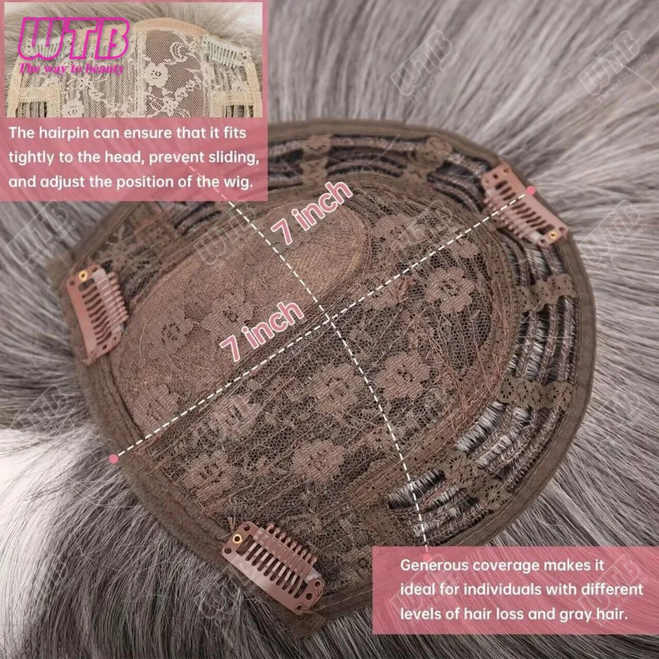 여성용 합성 헤어피스, 앞머리 있는 짧은 밥 헤어피스, 10인치 사이드 파트 헤어피스 (얇은 모발용), 7인치 × 7인치 큰 베이스