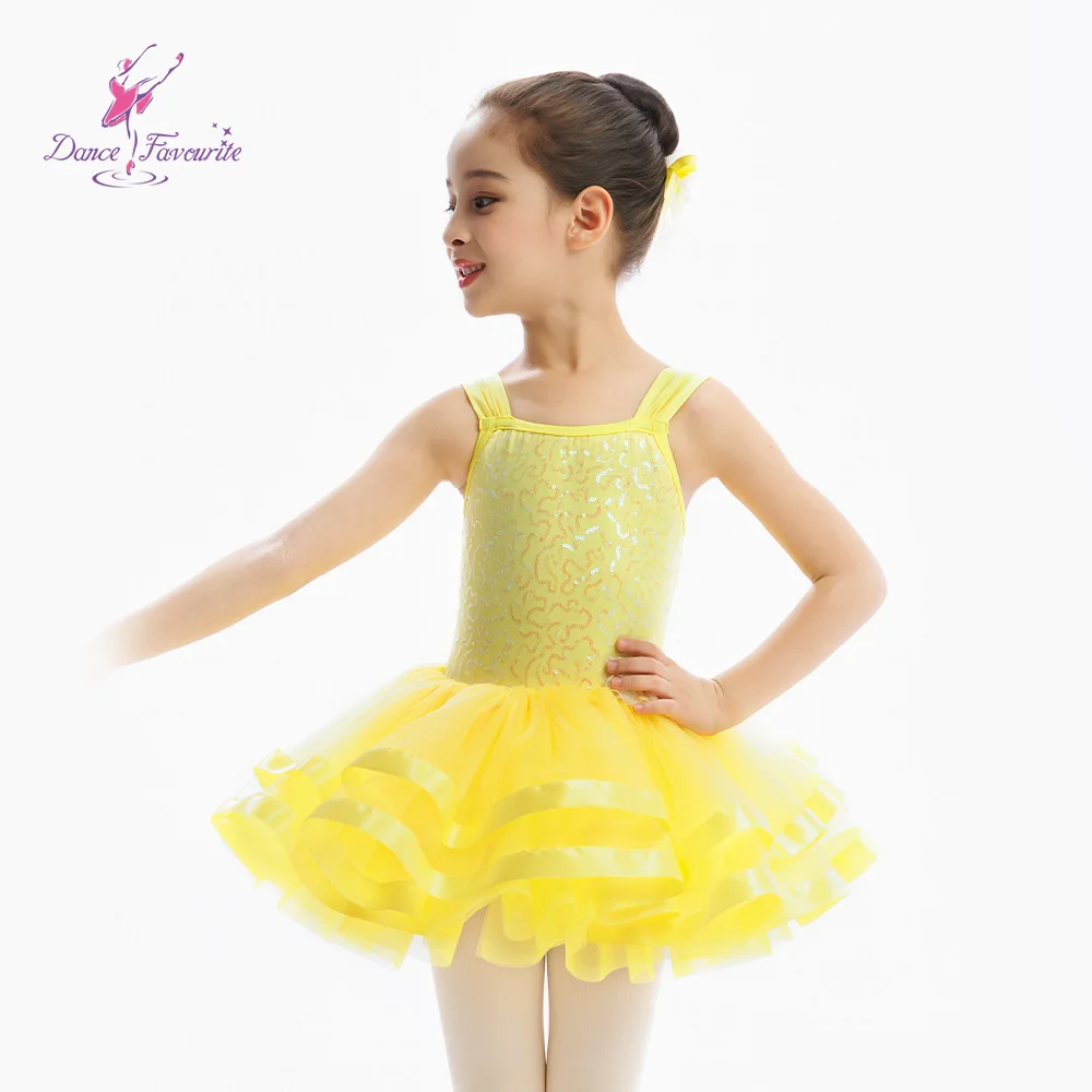 ชุดบัลเลต์เด็ก C26081 สีเหลืองประดับเลื่อม ชุดเต้นรำ ชุดแสดงบนเวที บัลเลต์ทูทู