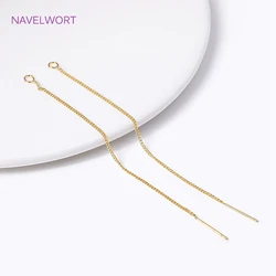 18K Gold Plated 85mm Long Tassel Earwire Brass Thin Chain Ear Thread with Open Ring For DIY Earrings Making Accessories