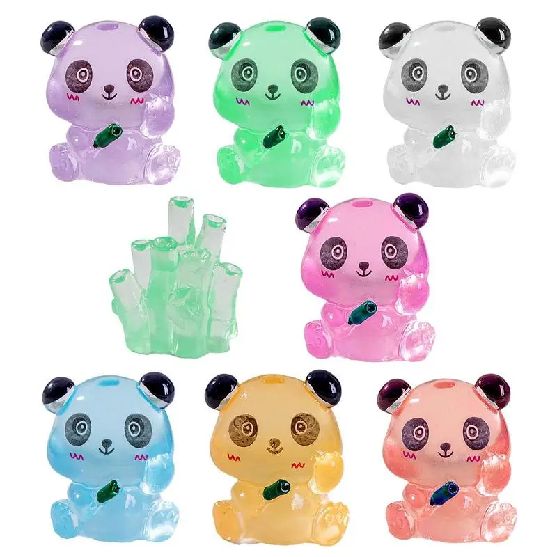 Mini figuras de resina brillantes de Panda, No se decolora, paisajes en miniatura decorativos impermeables para escritorio, estante de casa de muñecas