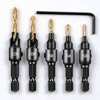 5Pcs Countersink Drill Bit Set Chamfered Adjustable HSS Drilling Tool Kit for Woodworking Pilot Counter Sink Holes