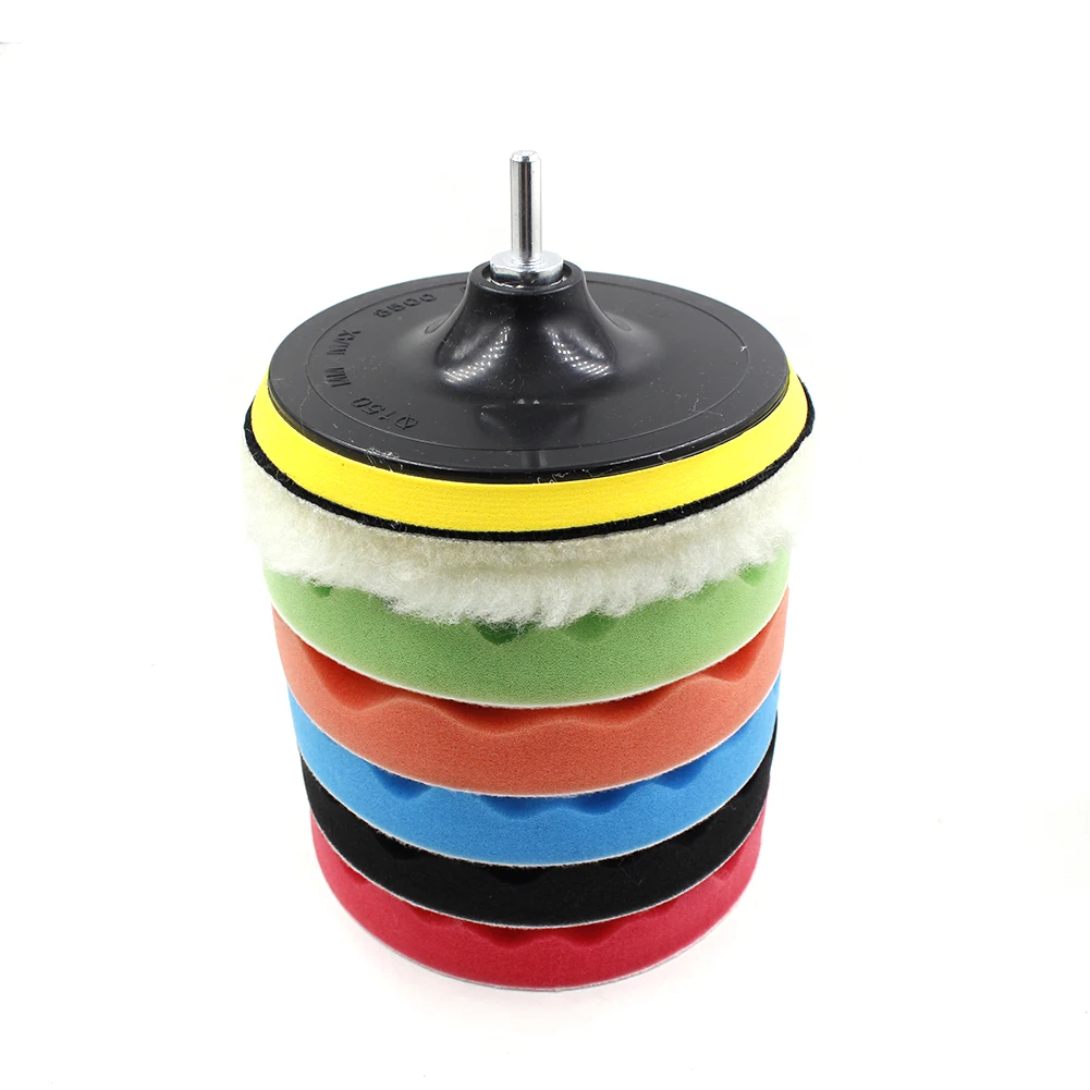 8Pcs/Set Polishing Pad Car Sponge Polishing Pad Kit 3/5/6/7 Inch Polish Buffer Drill Wheel for Car Polisher Drill Adapter
