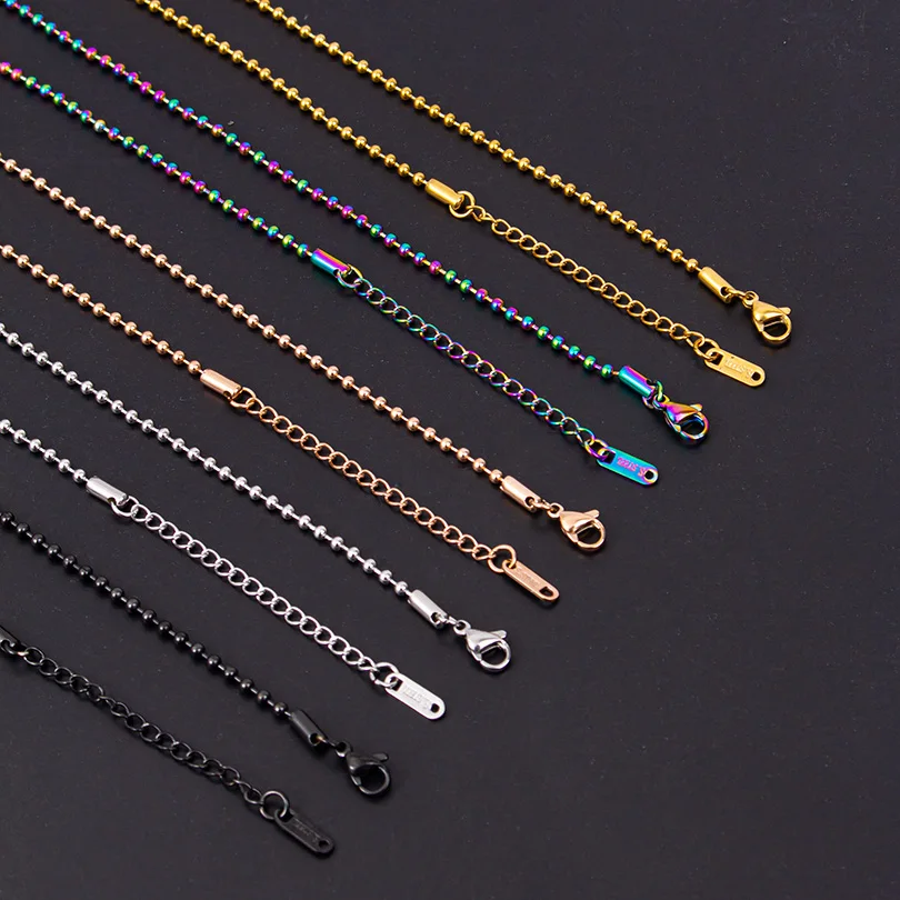 

1/10pcs Metal Stainless Stee For Jewelry Making Supplies Rainbow/Silver/Gold Color 40+5cm Long Chain Bead Chain Diy Jewelry