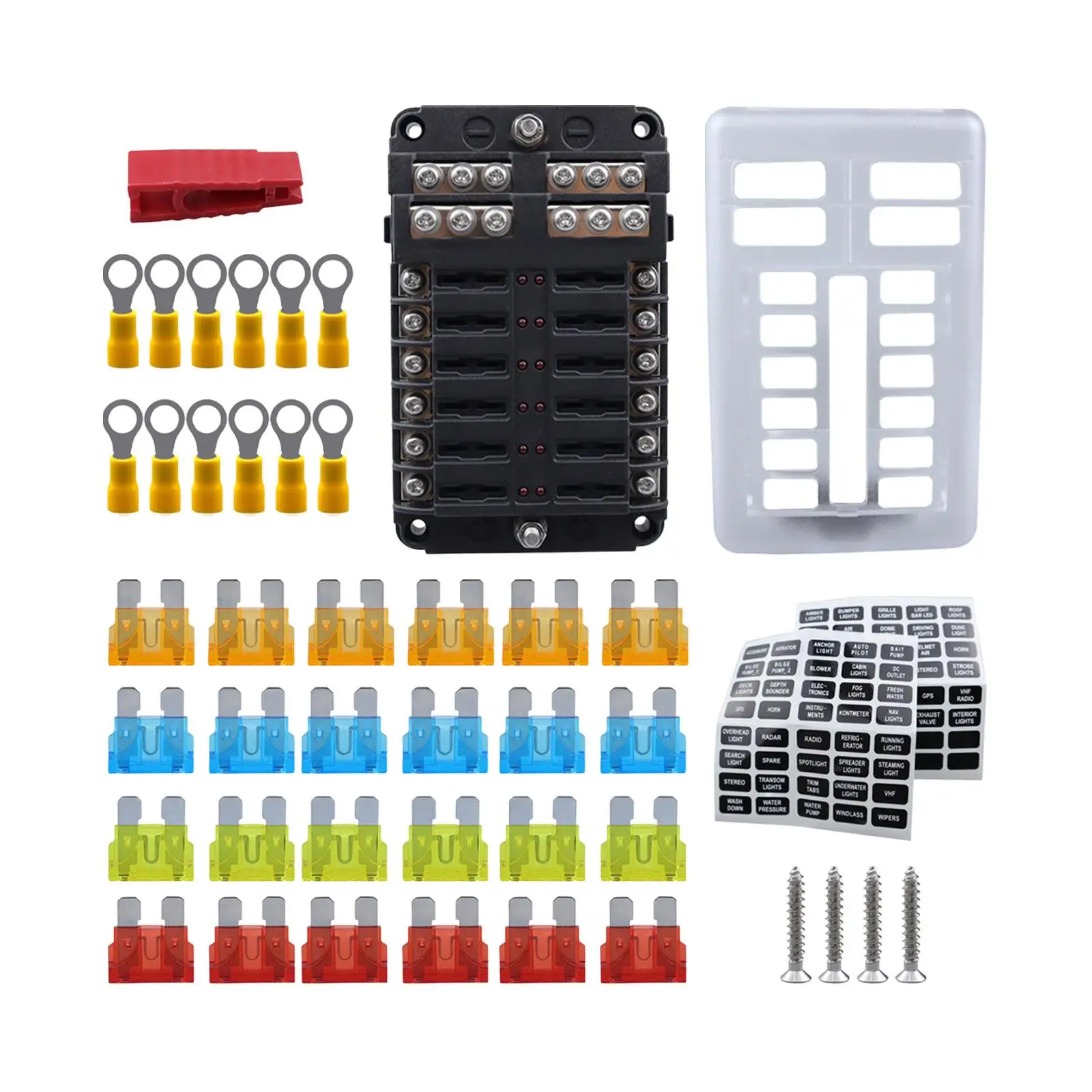 

12V Fuse Block 12 Way 12V Blade Fuse Block Replaces Waterpoof Fittings 24V Easy