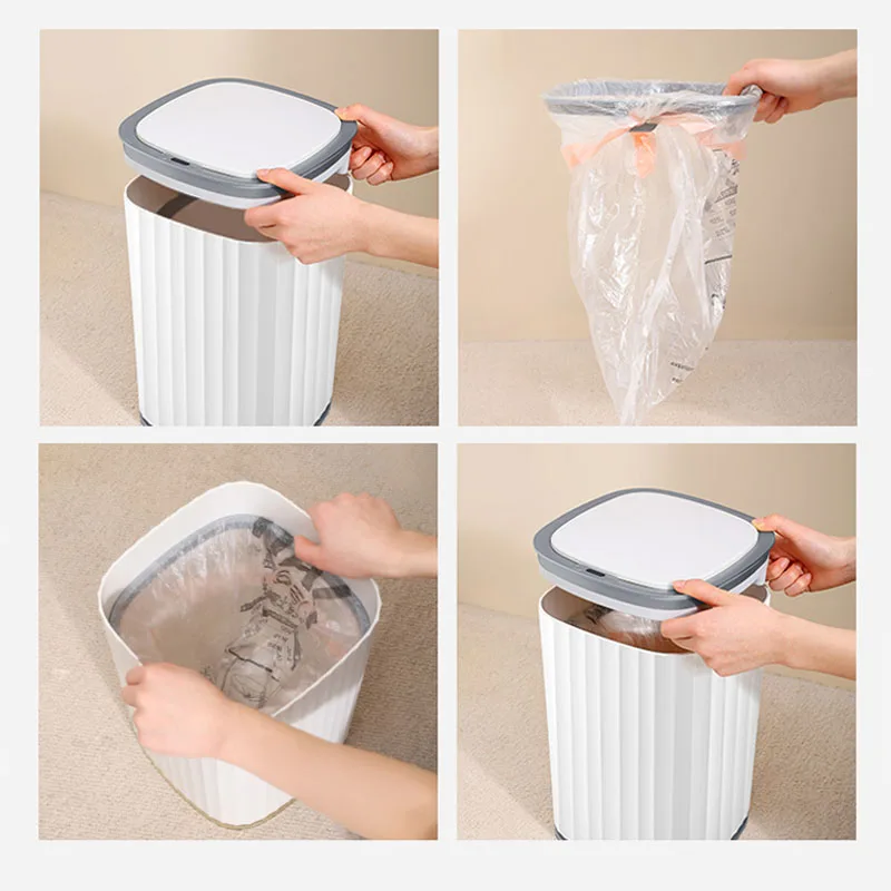 12L 15L Sensor Trash Can Waterproof Smart Bathroom Trash Can Toilet Garbage Bin Automatic Trash Can for Kitchen Smart Home