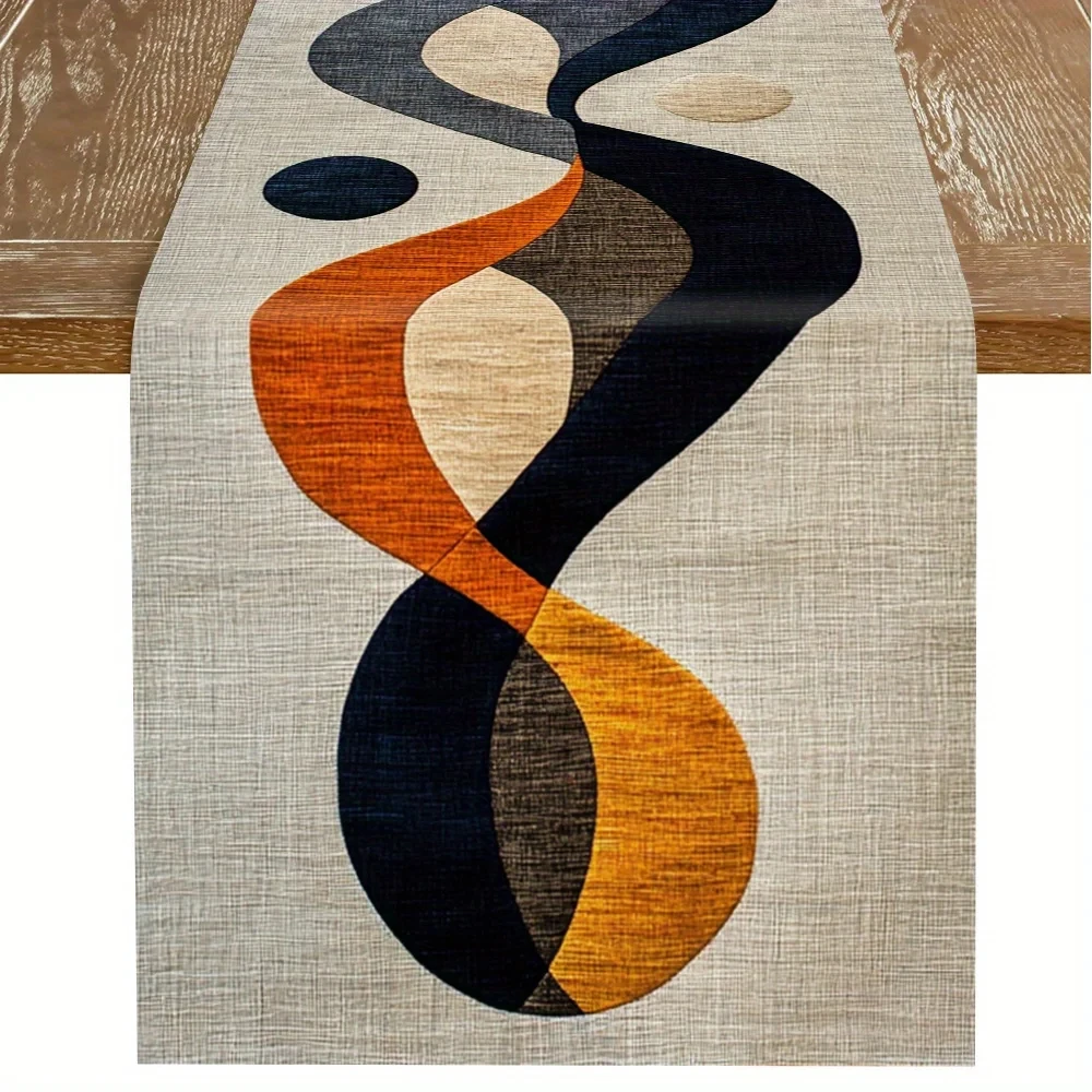 1 Abstract Wave Pattern Table Runner 2D Single Print Modern Home Decor Accessory Sleek Functional Art-Themed Attractive Durable