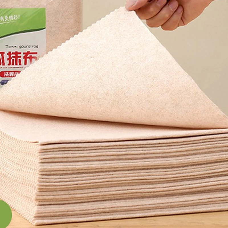 20/1pcs Magic Cleaning Cloths Natural Luffa Plant Fiber Non-stick Oil Rags Dishcloth Glass Wiping Cloth Home Kitchen Clean Tools