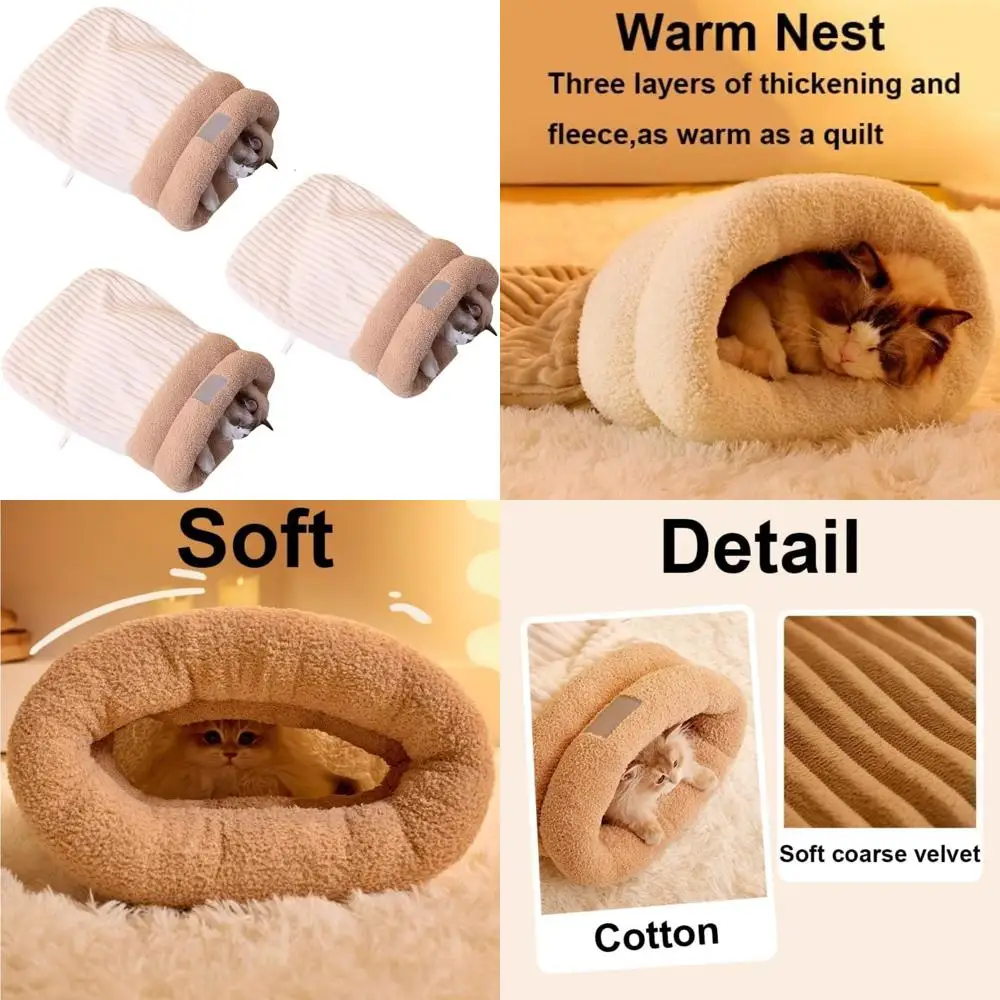 

"Теплый плюшевый спальный мешок для кошек, уютная домашняя пещерная кровать для кошек, большой мешок для домашних животных для кошек"