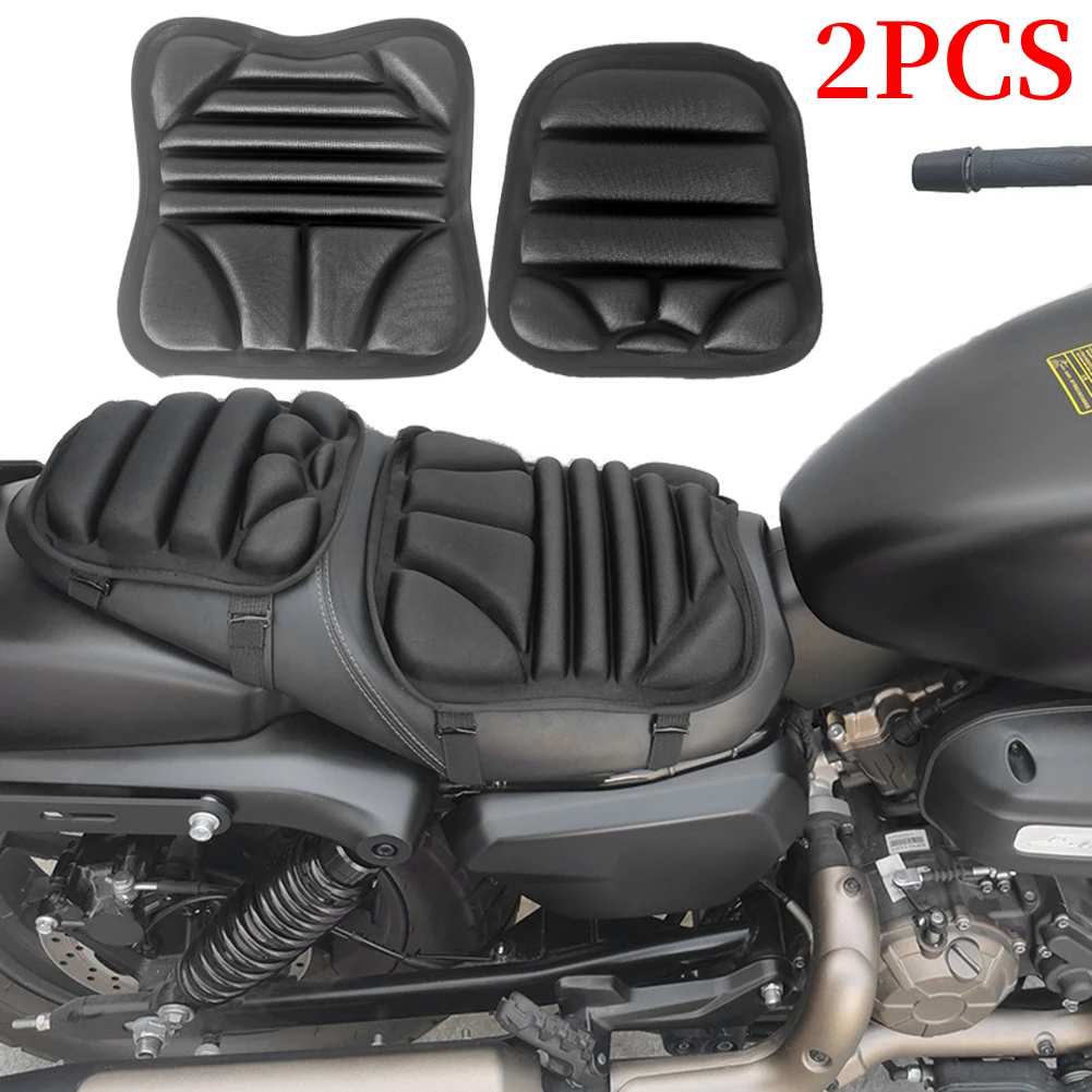 2 Pack Motorcycle Seat Pad 3D Comfort Gel Cushion Seat Breathable Universal Shock Absorbing Seat Cover for Advanced Mountain