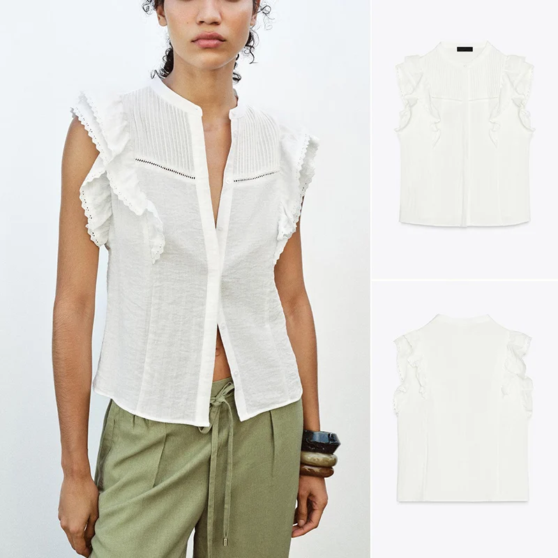 

Новая женская летняя блузка Sweet Sle с вертикальными оборками, прямого кроя, из полиэфирного волокна, с защитой от УФ-излучения, круглый вырез...