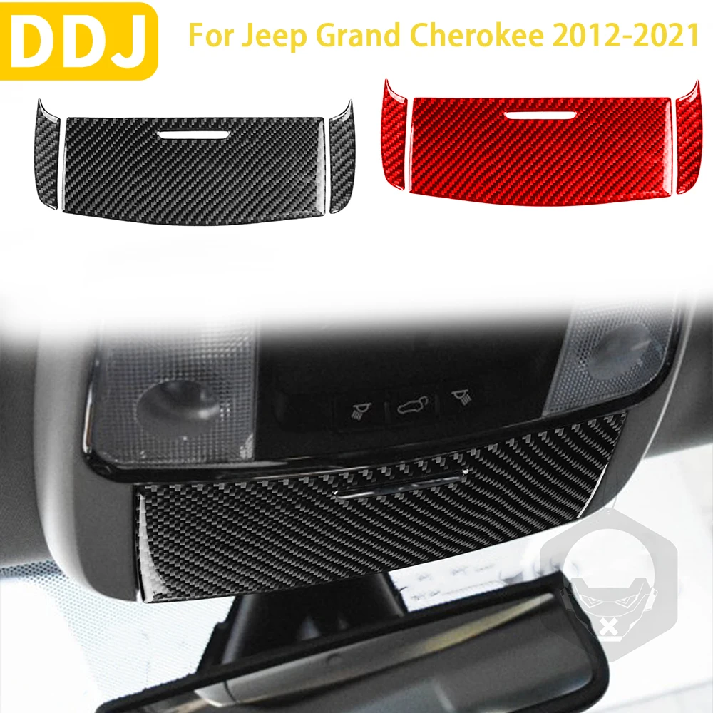 

For Jeep Grand Cherokee 2012-2021 Accessories Carbon Fiber Car Interior Overhead Reading Lamp Trim Sticker Decoration