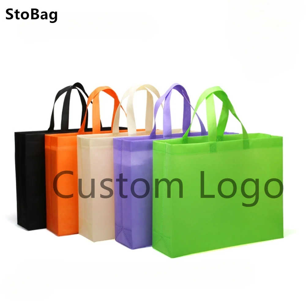 StoBag Waterproofing Non Woven Bag Laminated Shopping Takeaway Decoration Supplies Packaging Clothes Gift Toys Kids Party 12pcs