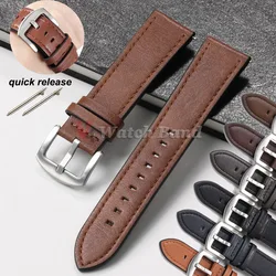 Genuine Leather Watchbands Quick Release Watch Band 20mm 22mm Smartwatch Strap Retro Brown Black Watches Accessories