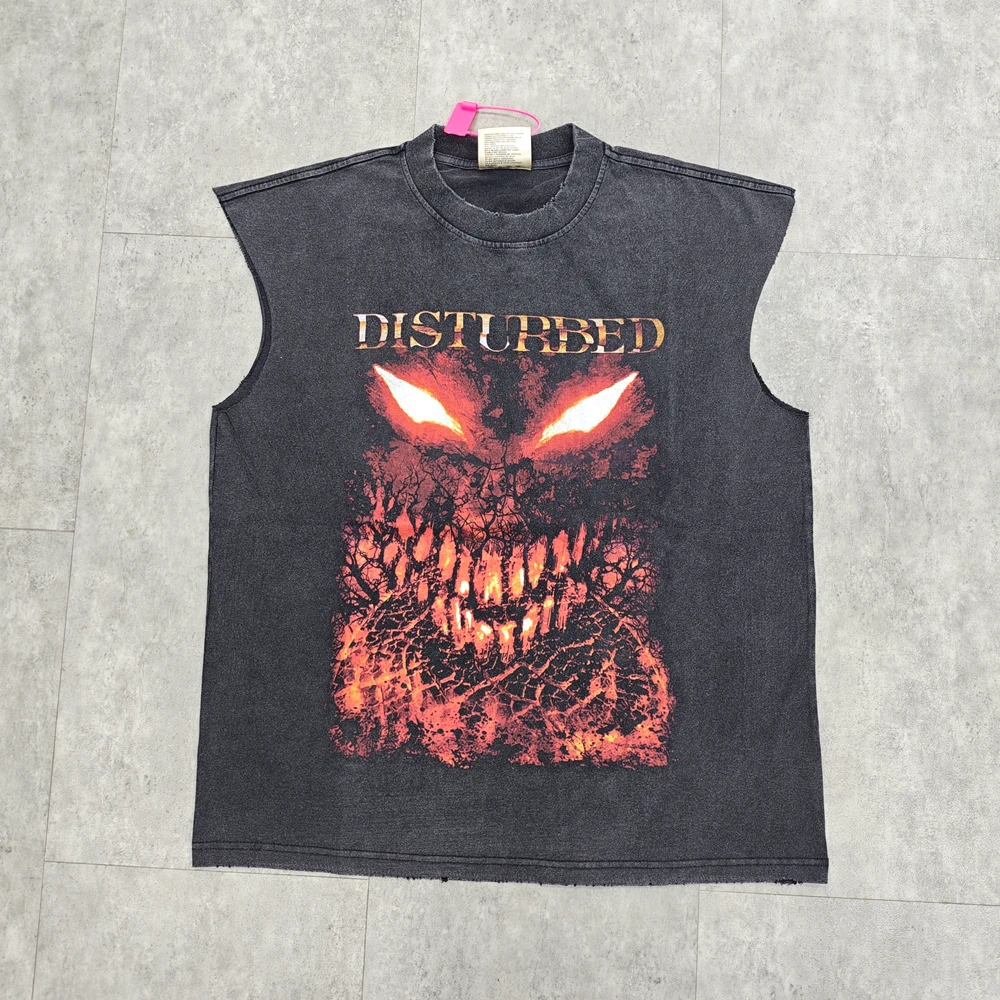 

Yao Fashion Vintage Band Tank Tops Streetwear Oversize Punk Rock Retro Sleeveless Casual Graphics Cotton Washed Old Vest For Men