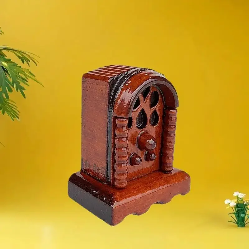 1/12 Dollhouse Vintage Simulation Wooden Radio Model Dollhouse Miniature Furniture Decoration Dolls House Home Decor Accessories