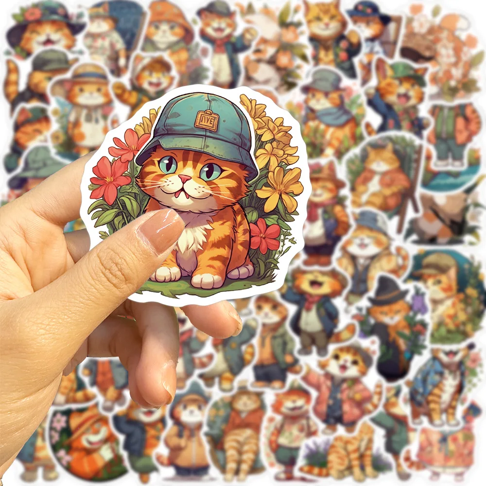 

10/30/50PCS Kawaii Cartoon Orange Cat Waterproof Graffiti Stickers for Water Cup Phone Computer Notebook Stationery Luggage