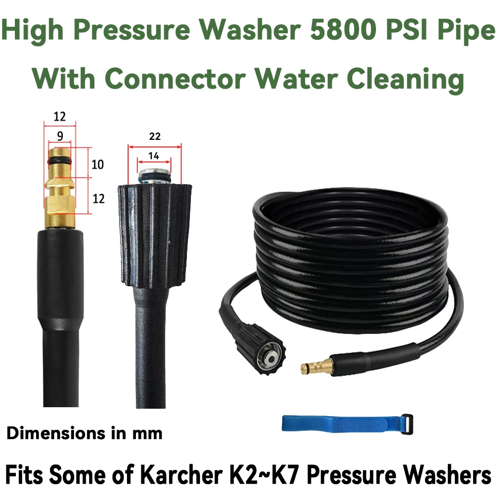 High Pressure Washer Pipe With Connector Water Cleaning Extension Hose M22-14 fits Some of Karcher K2~K7 Pressure Washers