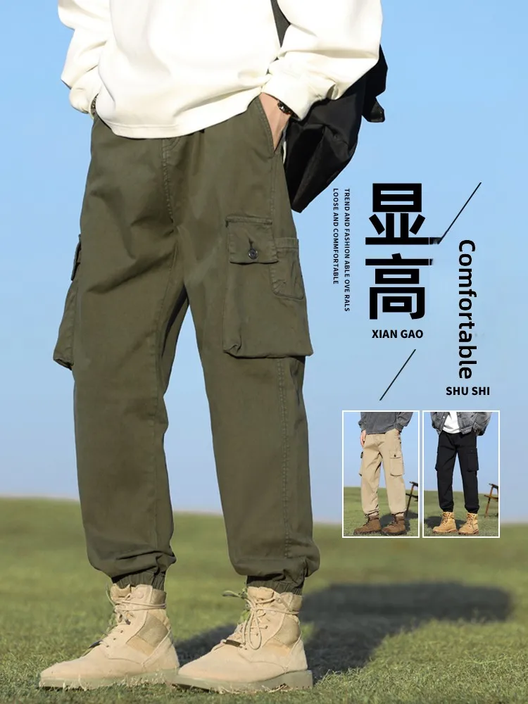 

Мужские ретро-брюки в американском стиле, свободный крой, хлопок, повседневные длинные брюки, весна-осень, большие размеры, модный бренд, для активного молодежного образа жизни