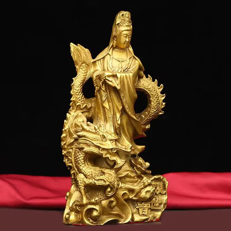 

Brass Guanyin Dragon Home Decoration One Piece Dropshipping Office Desktop Metal Decoration Opening Gift Craft