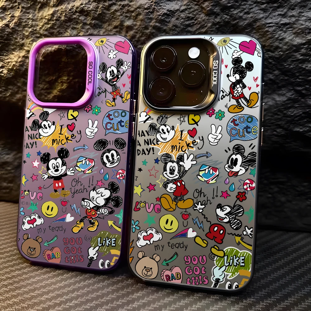 Чехол для телефона Disneys Doodle Mickeys для Xiaomi Redmi 14C 13C 12C 10 Note 15 14 13 12 Pro Plus 4G 5G, серебристый, жесткий чехол