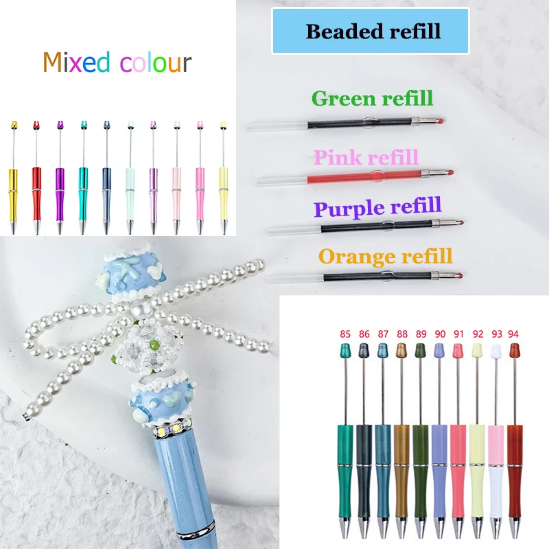 

100 шт., сменный сердечник для шариковой ручки с бисером, выдвижные стержни для шариковой ручки, письменные принадлежности для ручек с бисером для офисных принадлежностей