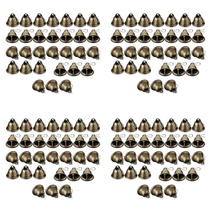 

Набор из 120 латунных колокольчиков ABKW-120 для рукоделия, винтажные колокольчики с крючками для подвешивания, для изготовления ветряных колокольчиков, для дрессировки собак