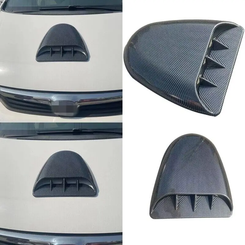 

Universal DIY Car Accessories ABS Front Hood Vent Scoop Air Duct Flow Intake Trim Decor Bonnet Cover Black carbon fiber look