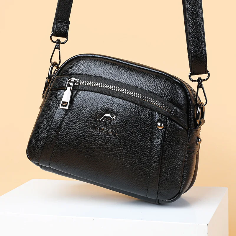 Women's Crossbody Bag, Water-Resistant Solid Color Square Shoulder Bag, Three Layer Zipper Closure Phone Purse Pouch for Women view 2