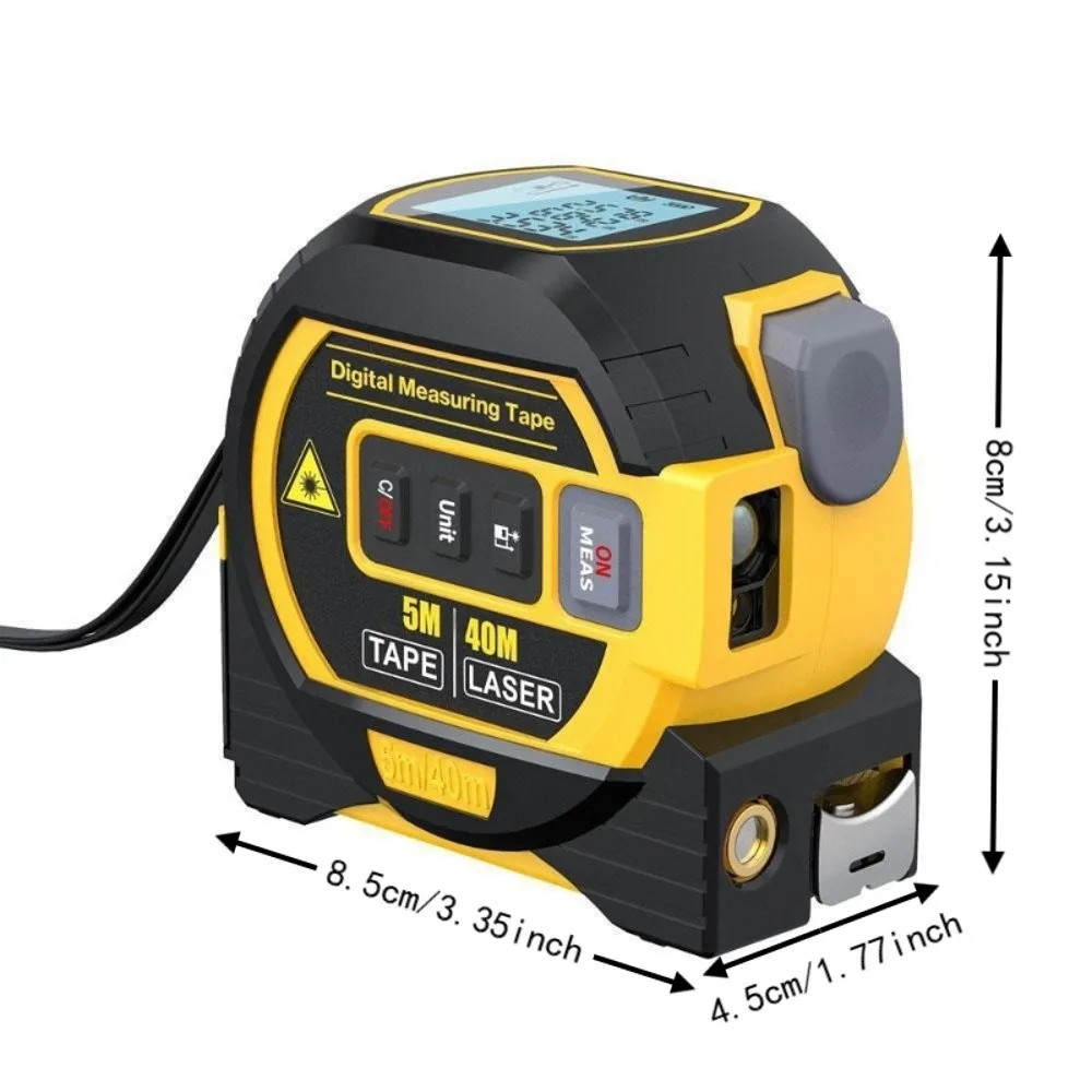 3 in 1 Laser Tape Measure High Precision LED Display Laser Rangefinder Durable 5m Tape Digital Tape Measure Tool