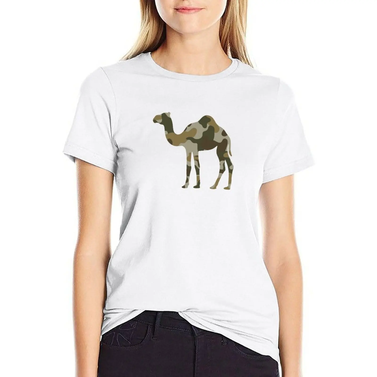 

Camo Camel T-shirt lady clothes tops graphics clothes for woman