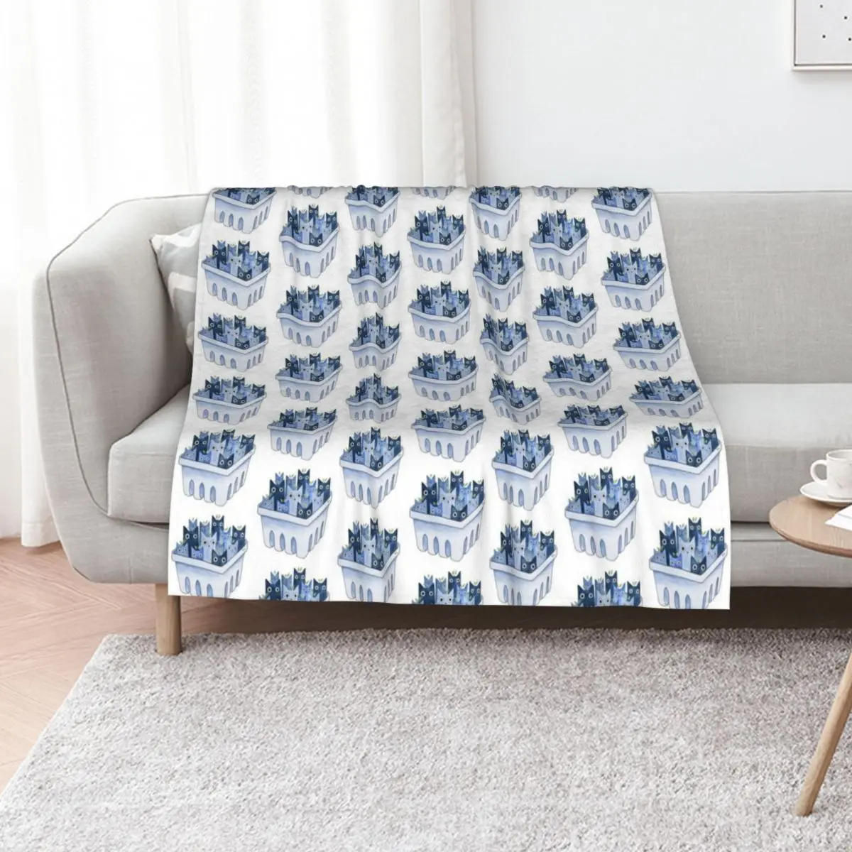 Blueberry Cat Fruit Throw Blanket Beautifuls Nap Retros Bed covers Thermal Moving Blankets