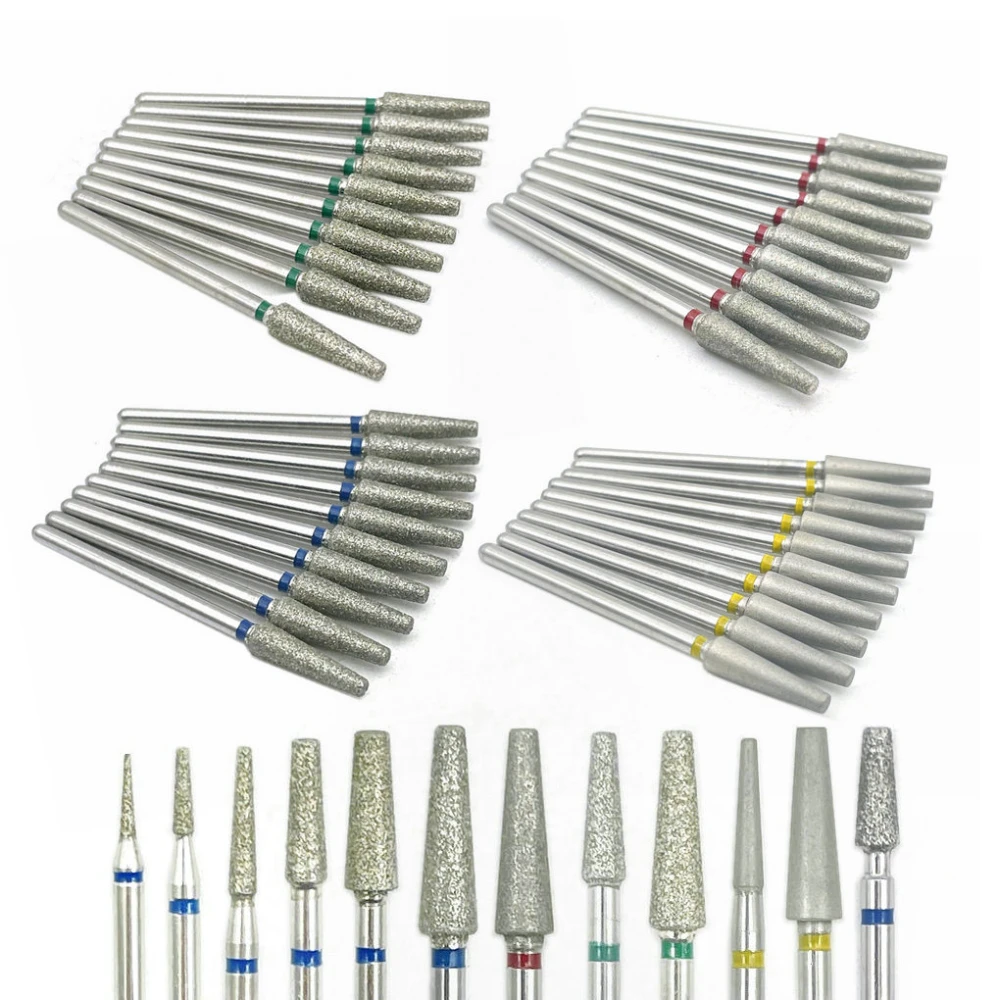 

10pcs B Series Taper Shape Nail Diamond Drill Bit For Electric Manicure Machine Accessories Mills Cutter Ce Passed