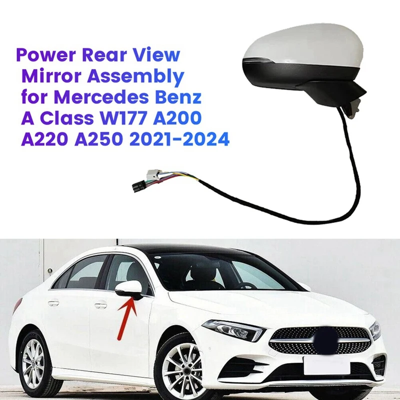 

Силовое зеркало заднего вида в сборе для Mercedes Benz A Class W177 A200 A220 A250 2021-2024, внешнее складное зеркало
