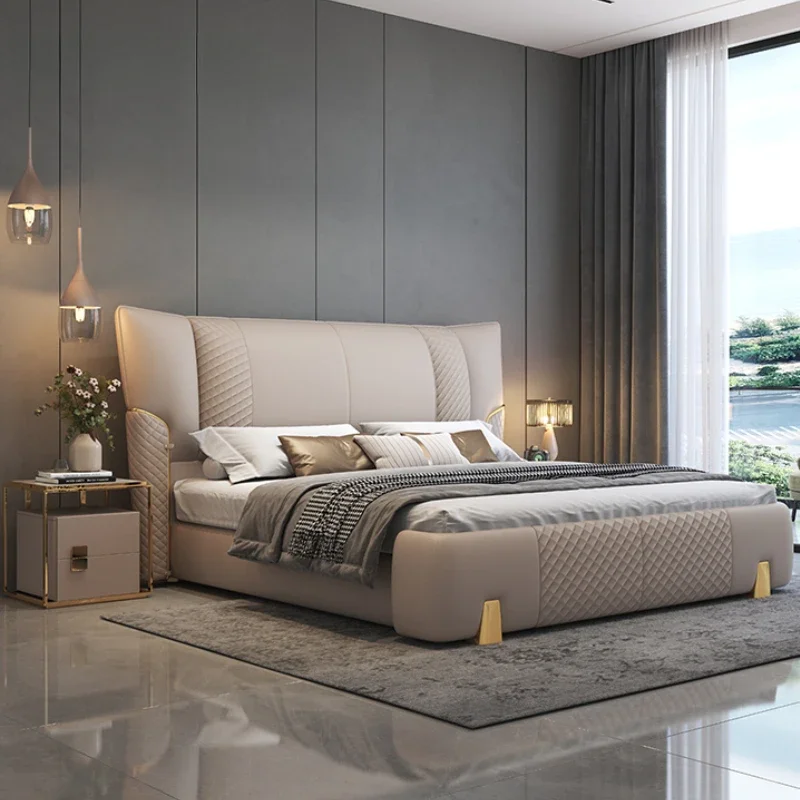 Pretty Modern Luxury Double Bed Frame House King Size Italian Comferter Bed Adults Villa Camas De Dormitorio Bedroom Furniture