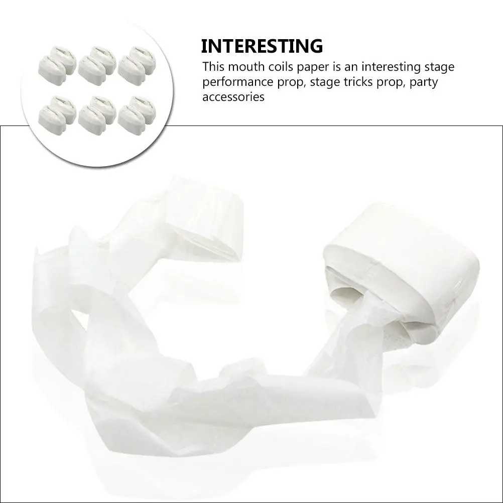 12Pcs Mouth Coils Prop Funny Stage Performance Accessories Magic Paper for Party Show Mouth Coils Props
