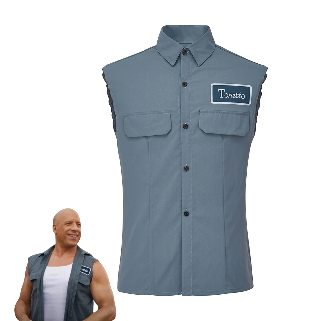 Fast Furious 10 Dominic Toretto Cosplay Costume Vest Waistcoat Adult Men Sleeveless Tops Coat Halloween Carnival Party Costume