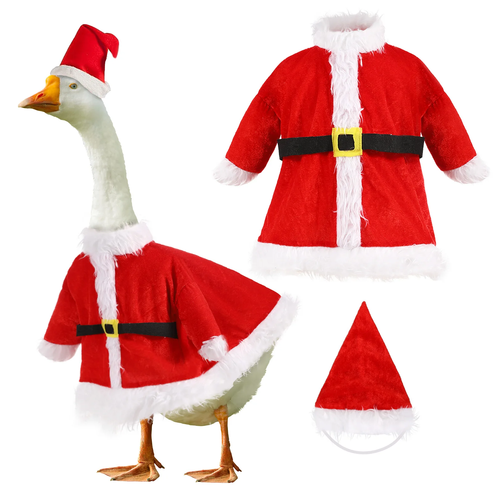 

Porch Goose Outfits Christmas Goose Costume Santa Goose Clothes with Hat Goose Statue Halloween Outdoor Yard Lawn Patio Decor