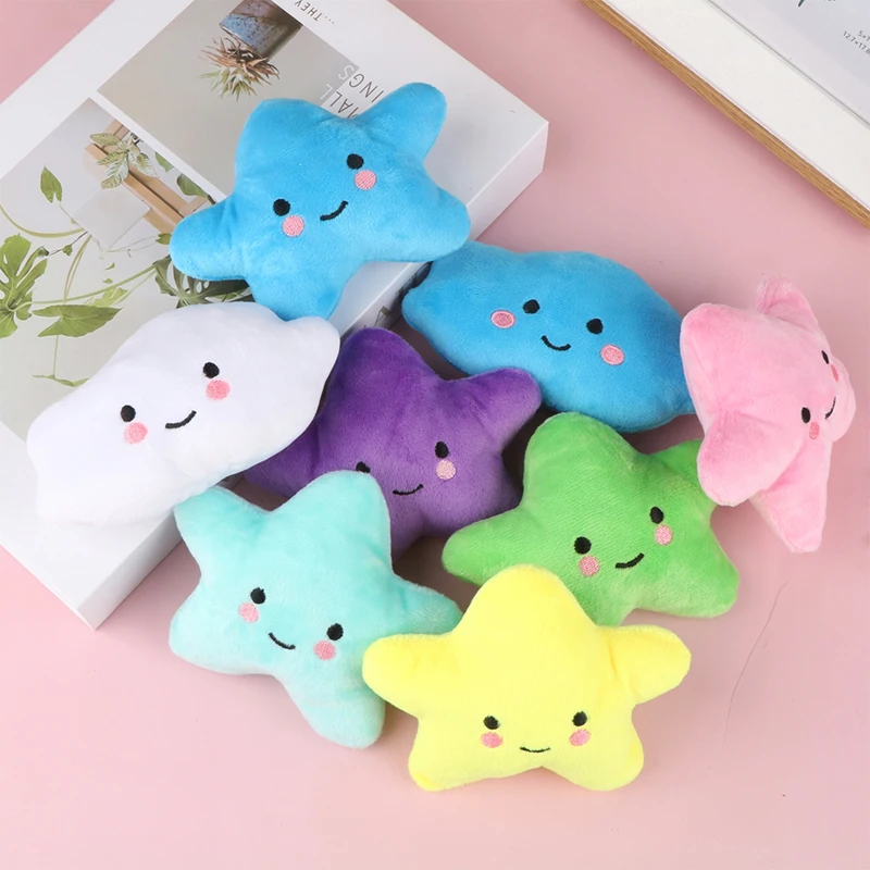 1Pc Mini Star Cloud Soft Plush Sounding Toy Colorful Plush Stuffed Doll Gift Pet Dog Toy For Kids Children Girls