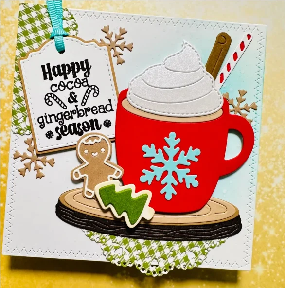 2024 Christmas Hot Cocoa Cup Gingerbread Candy Stamps Metal Cutting Dies for DIY Decorating Scrapbook Paper Card Album Craft Die