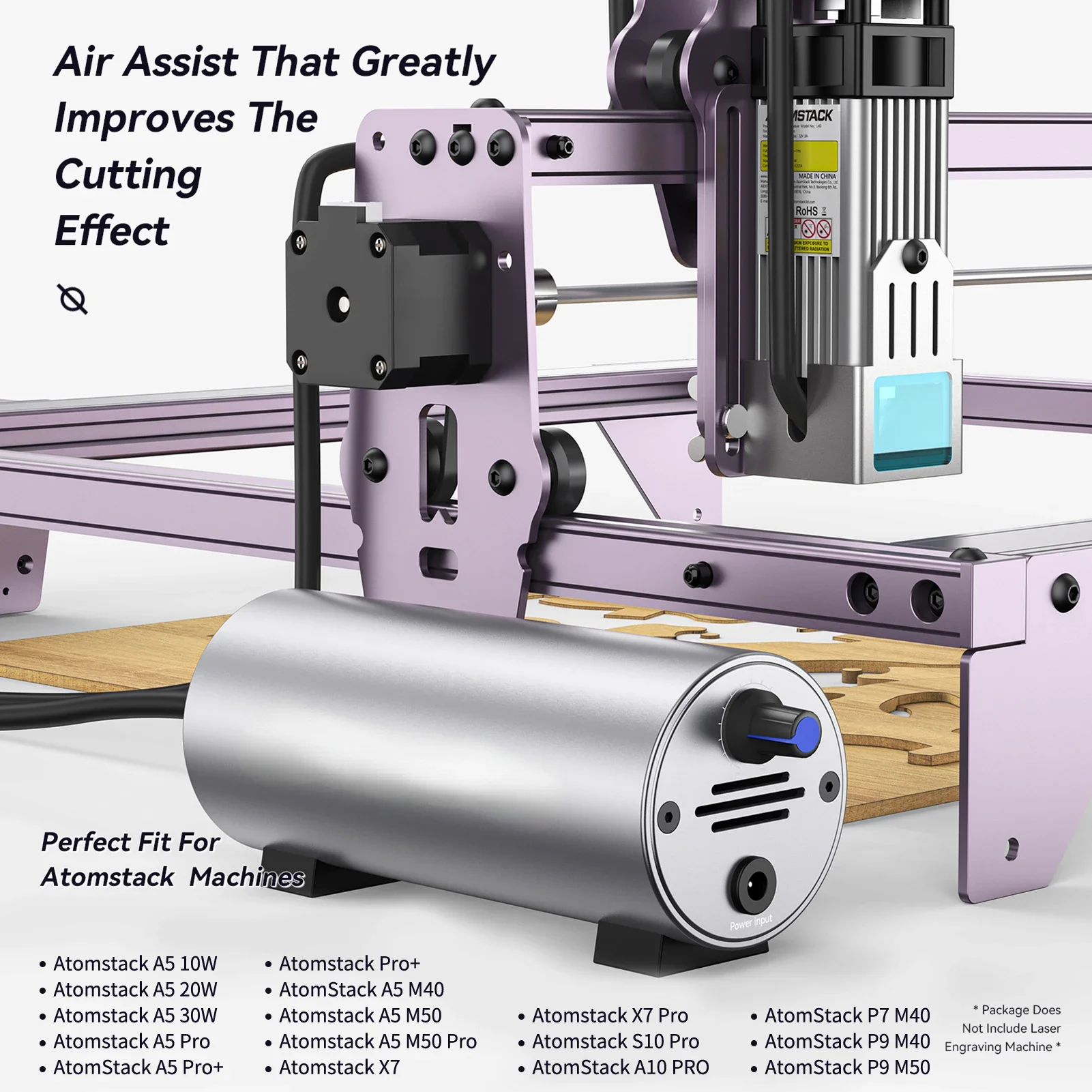 Original ATOMSTACK S10 Laser Cutting/Engraving Air-Assisted Accessories HIgh Airflow 10-30L/min Adjustable to Remove Smoke Dust