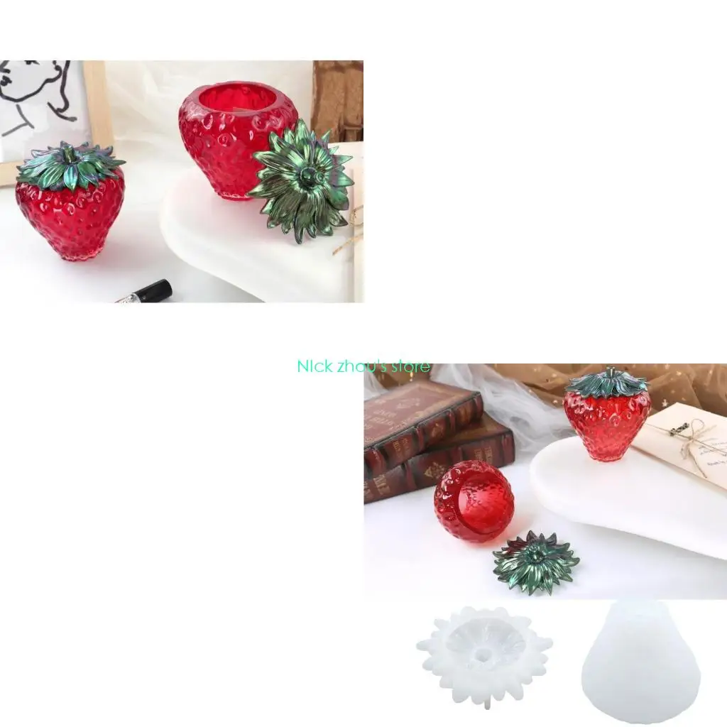 

E15E Клубничная силиконовая форма для хранения коробок для литья эпоксидной смолы DIY-ювелирных безделушек