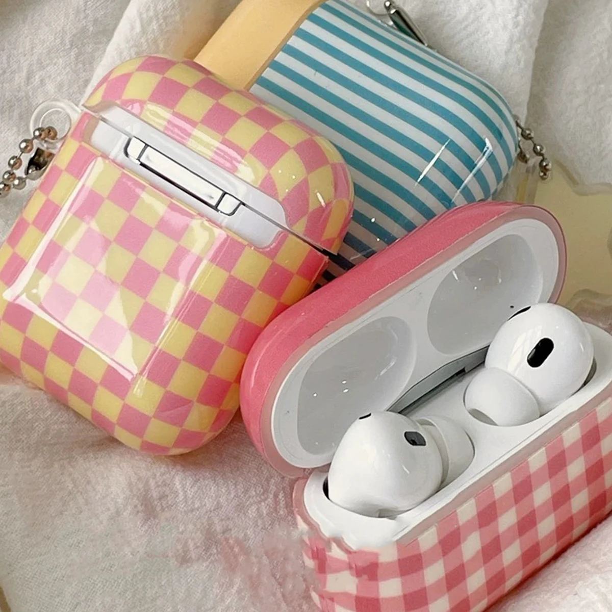 Simple Striped Grid Suitable For Apple Earphone Protective Case Airpodspro2 Wireless Bluetooth Earphone Case