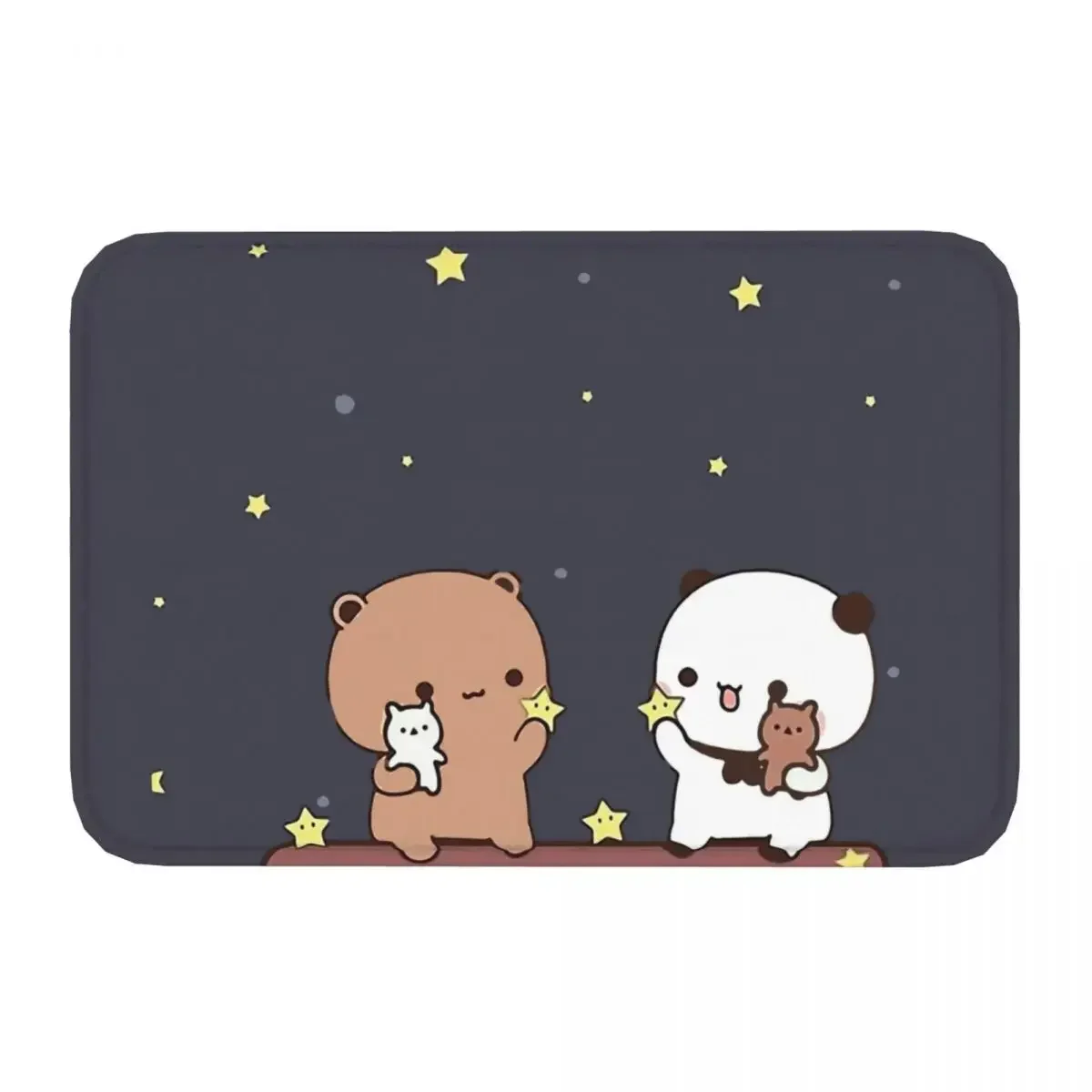 Mocha Mochi Peach Cat Bedroom Mat Bubu And Dudu Watching The Moon Together Doormat Carpet Balcony Rug Home Decoration